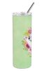 Chihuahua #2 Green Flowers Stainless Steel Skinny Tumbler