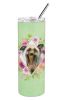 Chinese Crested Green Flowers Stainless Steel Skinny Tumbler