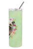 Chinese Crested Green Flowers Stainless Steel Skinny Tumbler