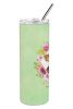 Doberman 1 Green Flowers Stainless Steel Skinny Tumbler