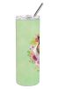 German Shepherd #1 Green Flowers Stainless Steel Skinny Tumbler