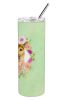 German Shepherd #2 Green Flowers Stainless Steel Skinny Tumbler