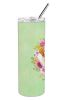 Golden Retriever Green Flowers Stainless Steel Skinny Tumbler