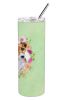 Jack Russell Terrier #1 Green Flowers Stainless Steel Skinny Tumbler