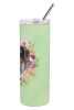 German Shorthaired Pointer Green Flowers Stainless Steel Skinny Tumbler