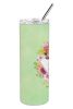 Labrador Retriever - Yellow - Green Flowers Stainless Steel Skinny Tumbler