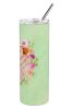 Labrador Retriever - Yellow - Green Flowers Stainless Steel Skinny Tumbler