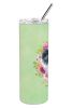 Papillon Green Flowers Stainless Steel Skinny Tumbler