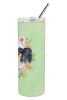 Papillon Green Flowers Stainless Steel Skinny Tumbler