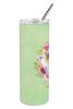 Corgi Green Flowers Stainless Steel Skinny Tumbler