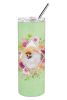 Pomeranian #2 Green Flowers Stainless Steel Skinny Tumbler