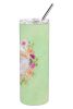 Pomeranian #2 Green Flowers Stainless Steel Skinny Tumbler