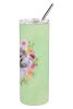 Poodle - Grey 1 - Standard - Green Flowers Stainless Steel Skinny Tumbler