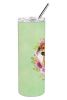 Rhodesian Ridgeback Green Flowers Stainless Steel Skinny Tumbler