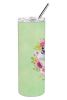 Samoyed Green Flowers Stainless Steel Skinny Tumbler