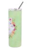 Samoyed Green Flowers Stainless Steel Skinny Tumbler