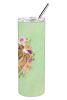 Shar Pei Green Flowers Stainless Steel Skinny Tumbler