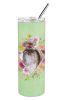 Shih Tzu Green Flowers Stainless Steel Skinny Tumbler