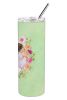 Saint Bernard #1 Green Flowers Stainless Steel Skinny Tumbler