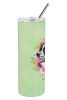 Saint Bernard #2 Green Flowers Stainless Steel Skinny Tumbler