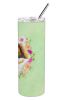 Saint Bernard #2 Green Flowers Stainless Steel Skinny Tumbler
