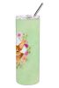 Russian Toy Terrier Green Flowers Stainless Steel Skinny Tumbler