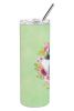 Weimaraner Green Flowers Stainless Steel Skinny Tumbler