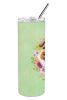 Welsh Terrier Green Flowers Stainless Steel Skinny Tumbler