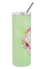 Westie Green Flowers Stainless Steel Skinny Tumbler