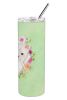 Westie Green Flowers Stainless Steel Skinny Tumbler
