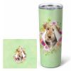 Airedale Terrier Green Flowers Stainless Steel Skinny Tumbler