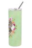 Weimaraner 1 Green Flowers Stainless Steel Skinny Tumbler