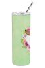 Dachshund Green Flowers Stainless Steel Skinny Tumbler