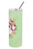 Staffie Bull Terrier Green Flowers Stainless Steel Skinny Tumbler
