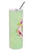 Spinone Italiano Green Flowers Stainless Steel Skinny Tumbler