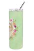 Spinone Italiano Green Flowers Stainless Steel Skinny Tumbler