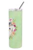 Siberian Husky Green Flowers Stainless Steel Skinny Tumbler