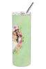 Sheltie Green Flowers Stainless Steel Skinny Tumbler