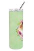 Collie Green Flowers Stainless Steel Skinny Tumbler