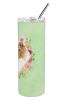Collie Green Flowers Stainless Steel Skinny Tumbler