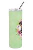 Rottweiler Green Flowers Stainless Steel Skinny Tumbler