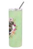 Rottweiler Green Flowers Stainless Steel Skinny Tumbler