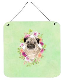 Pug - Fawn - "Flowers"n Wall or Door Hanging Prints
