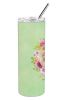 Pomeranian Green Flowers Stainless Steel Skinny Tumbler