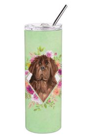 Newfoundland Green Flowers Stainless Steel Skinny Tumbler