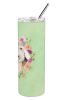 Lakeland Terrier Green Flowers Stainless Steel Skinny Tumbler