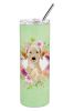 Lab - Yellow - Green Flowers Stainless Steel Skinny Tumbler