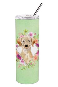 Lab - Yellow - Green Flowers Stainless Steel Skinny Tumbler