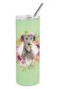 Irish Wolfhound Green Flowers Stainless Steel Skinny Tumbler