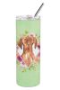 Vizsla Green Flowers Stainless Steel Skinny Tumbler